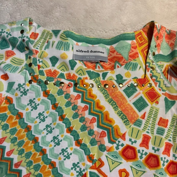 Alfred Dunner Orange and Blue Graphic Short Sleeve Tee - Picture 14 of 15